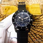 Perfect Replica Breitling Avenger Black Case Black Rubber Strap 43mm Quartz Watch